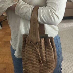 Balmain Quilted Brown Leather Shoulder Bag